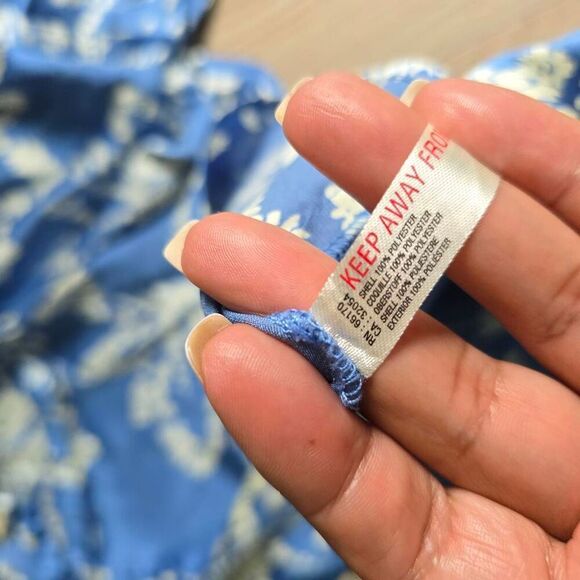 Free People Intimately Crepe Shirt Top Women's Small Blue 100%‎ Polyester Floral - Picture 5 of 6